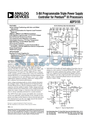 ADP3155JRU datasheet - 5-Bit Programmable Triple Power Supply Controller for Pentium III Processors