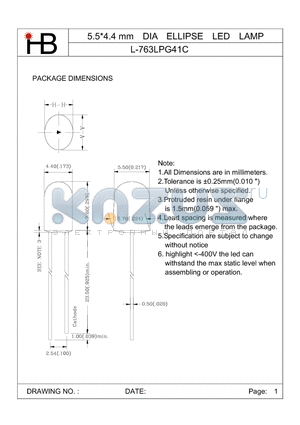 L-763LPG41C datasheet - 5.5 4.4 mm DIA ELLIPSE LED LAMP