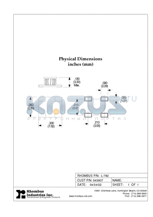 L-792 datasheet - Physical Dimensions