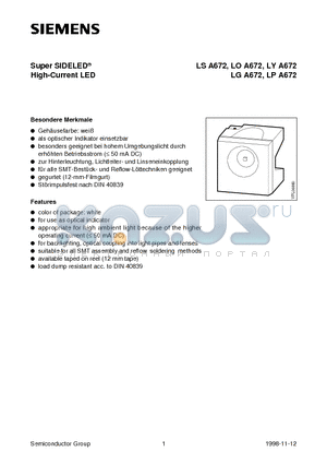 LPA672-LP datasheet - Super SIDELED High-Current LED