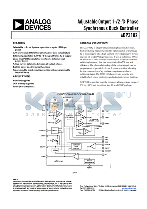 ADP3182 datasheet - Adjustable Output 1-/2-/3-Phase Synchronous Buck Controller