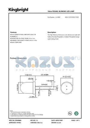 L-816BID datasheet - 10mm ROUND, BLINKING LED LAMP