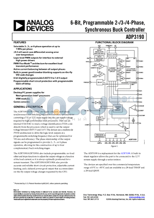 ADP3190JRQZ-RL datasheet - 6-Bit, Programmable 2-/3-/4-Phase, Synchronous Buck Controller