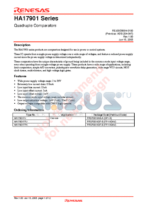 HA17901 datasheet - Quadruple Comparators