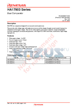 HA17903 datasheet - Dual Comparator