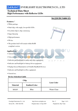 94-22SUBC datasheet - High Performance with Reflector LEDs