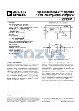 ADP3300 datasheet - High Accuracy anyCAP Adjustable 200 mA Low Dropout Linear Regulator