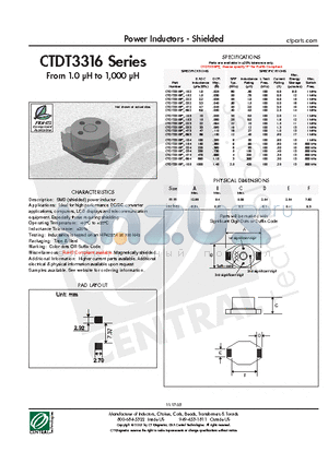 CTDT3316P-334 datasheet - Power Inductors - Shielded