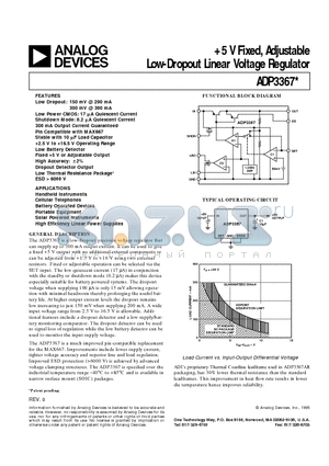 ADP3367 datasheet - 5 V Fixed, Adjustable Low-Dropout Linear Voltage Regulator