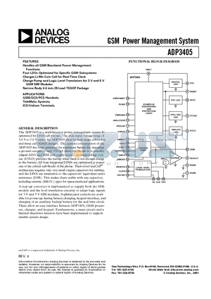 ADP3405 datasheet - GSM Power Management System