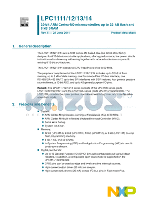 LPC1112 datasheet - 32-bit ARM Cortex-M0 microcontroller; up to 32 kB flash and 8 kB SRAM