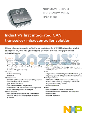 LPC11C14FBD48-301 datasheet - NXP 50-MHz, 32-bit Cortex-M0 MCUs