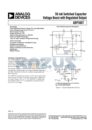 ADP3607ARU datasheet - 50 mA Switched Capacitor Voltage Boost with Regulated Output