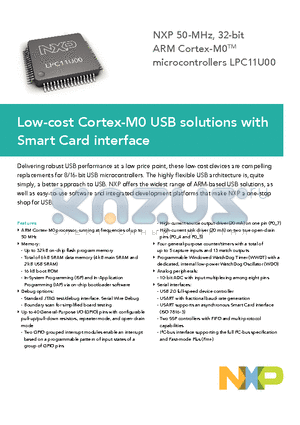 LPC11U12FHN33 datasheet - Low-cost Cortex-M0 USB solutions with Smart Card interface