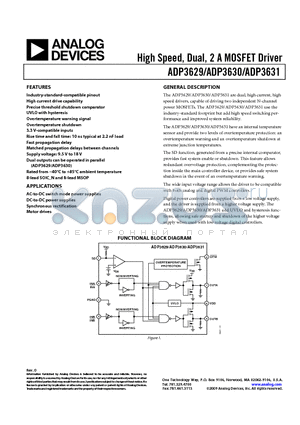 ADP3629ARZ-R7 datasheet - High Speed, Dual, 2 A MOSFET Driver