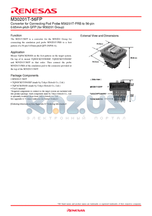 M30201T-56FP datasheet - Converter for Connecting Pod Probe M30201T-PRB to 56-pin 0.65mm-pitch QFP (for M30201 Group)
