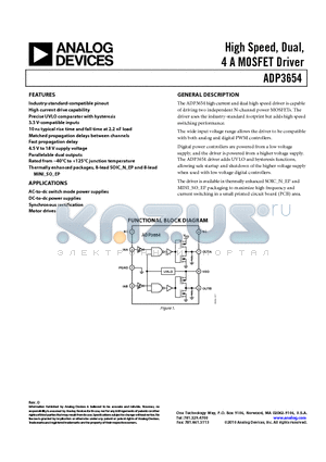 ADP3654ARHZ-RL datasheet - High Speed, Dual, 4 A MOSFET Driver