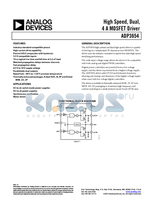ADP3654ARDZ-RL datasheet - High Speed, Dual, 4 A MOSFET Driver