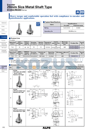 EC20A1824401 datasheet - 20mm Size Metal Shaft Type