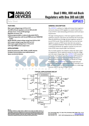 ADP5023 datasheet - Dual 3 MHz, 800 mA Buck