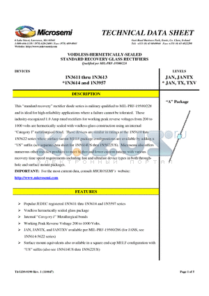 JAN1N3612 datasheet - VOIDLESS-HERMETICALLY-SEALED