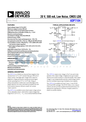 ADP7104ARDZ-3.0-R7 datasheet - 20 V, 500 mA, Low Noise, CMOS LDO