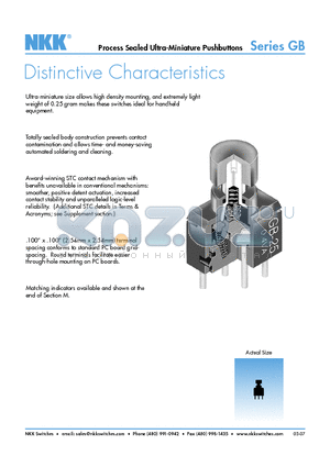 GB25AH-XA datasheet - Process Sealed Ultra-Miniature Pushbuttons