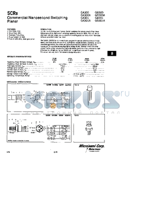 GB301 datasheet - SCRs Commercial Nanosecond Switching Planar
