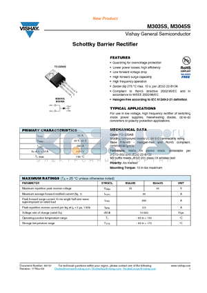 M3035S datasheet - Schottky Barrier Rectifier