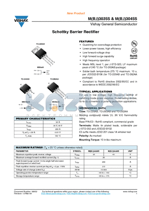 M3035S_12 datasheet - Schottky Barrier Rectifier