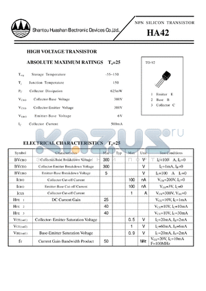 HA42 datasheet - NPN SILICON TRANSISTOR