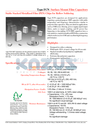 FCN1206A102J-H2 datasheet - Surface Mount Film Capacitors