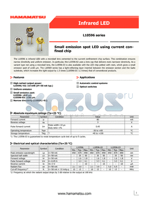 L10596 datasheet - Small emission spot LED using current con-ned chip