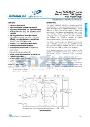 GB3211 datasheet - Power PARAGON-TM DIGITAL Four Channel DSP System with FRONTWAVE-R