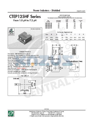 CTEP125HF-2R8 datasheet - Power Inductors - Shielded