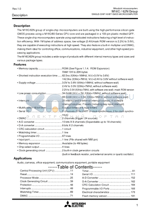 M30620MCN-XXXFP datasheet - SINGLE-CHIP 16-BIT CMOS MICROCOMPUTER