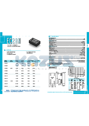 EC2A03N datasheet - 1.0 TO 1.5 WATT DC-DC CONVERTERS