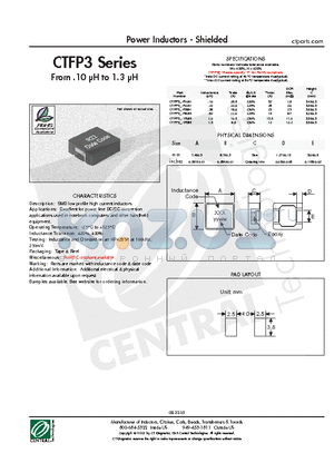 CTFP3F-1R0M datasheet - Power Inductors - Shielded