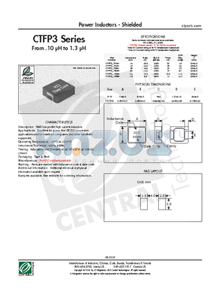 CTFP3F-R10N datasheet - Power Inductors - Shielded