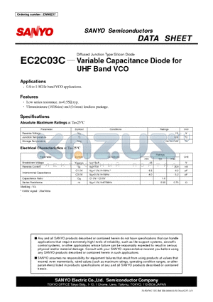EC2C03C datasheet - Diffused Junction Type Silicon Diode Variable Capacitance Diode for UHF Band VCO