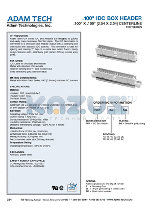 FCP16SG datasheet - .100 IDC BOX HEADER .100