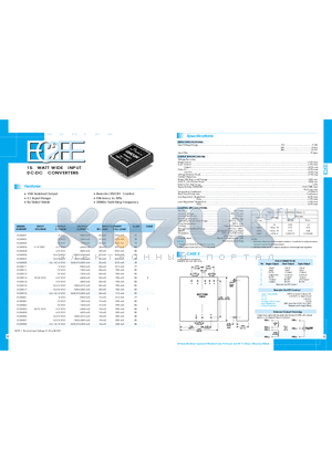 EC2EE13 datasheet - 15 WATT WIDE INPUT DC-DC CONVERTERS