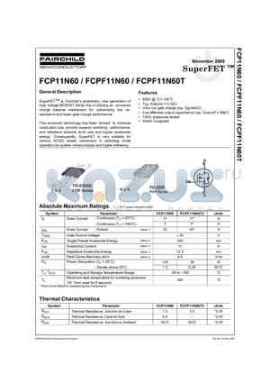 FCPF11N60T datasheet - General Description