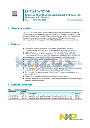 LPC2158 datasheet - Single-chip 16-bit/32-bit microcontrollers; 512 kB flash, with 32 segment x 4 LCD driver