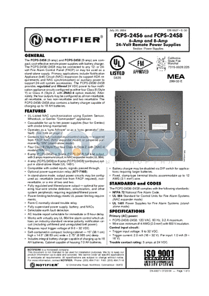 FCPS-24S8 datasheet - 6-Amp and 8-Amp 24-Volt Remote Power Supplies