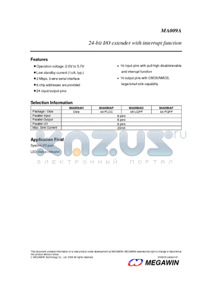 MA009AD datasheet - 24-bit I/O extender with interrupt function