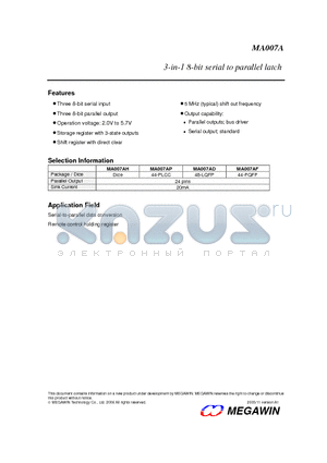 MA007AD datasheet - 3-in-1 8-bit serial to parallel latch