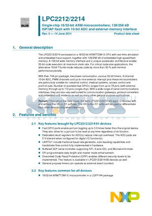 LPC2212_11 datasheet - Single-chip 16/32-bit ARM microcontrollers; 128/256 kB ISP/IAP flash with 10-bit ADC