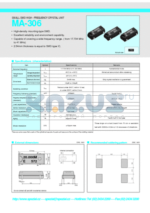 MA-306 datasheet - SMALL SMD HIGH - FREQUENCY CRYSTAL UNIT