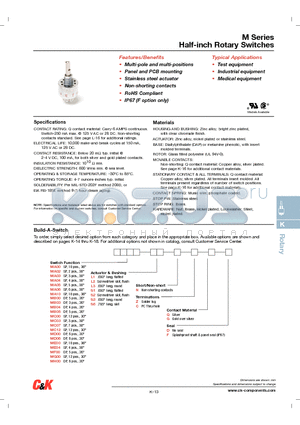 MA00L2NZQD datasheet - Half-inch Rotary Switches